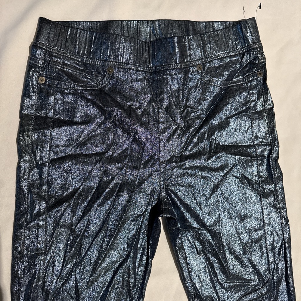 New True Religion Shimmery Baby Blue Skinny High Rise Legging Size 28 M
